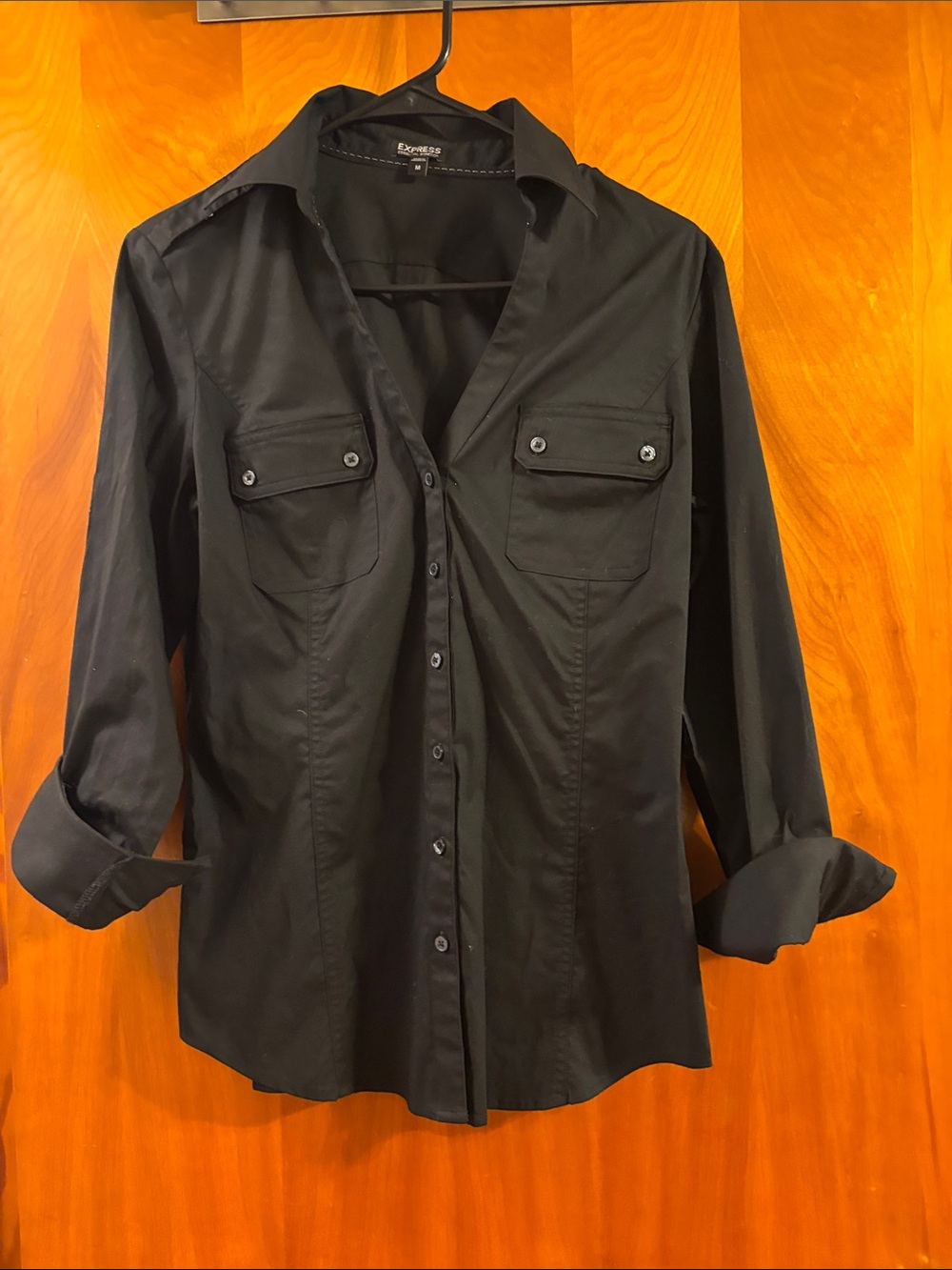 Express Black Women’s Button-Down Utility Shirt
